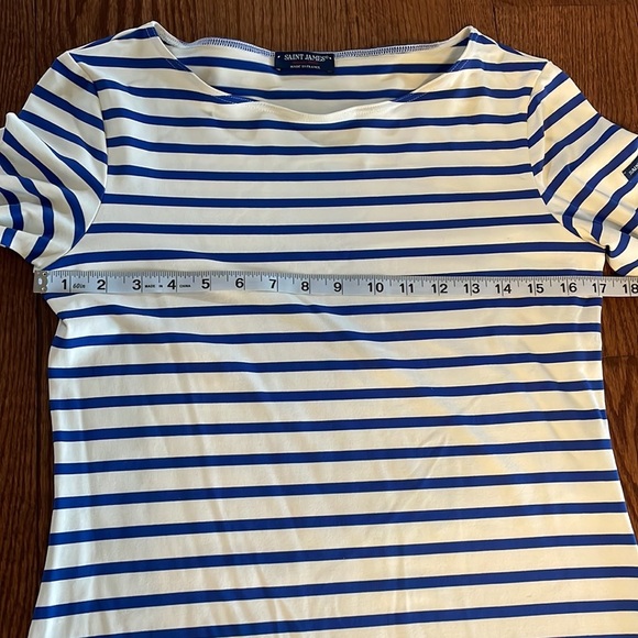 SAINT JAMES PROPRIANO dress striped nautical relaxed fit royal wht anti-UV Small - Picture 11 of 13